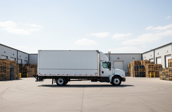 a truck parked in the logistics factory